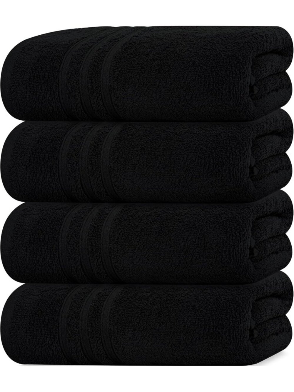 Luxury Black Bath Towels Set - 4 Soft, Absorbent 27x54 Inch Towels for Spa